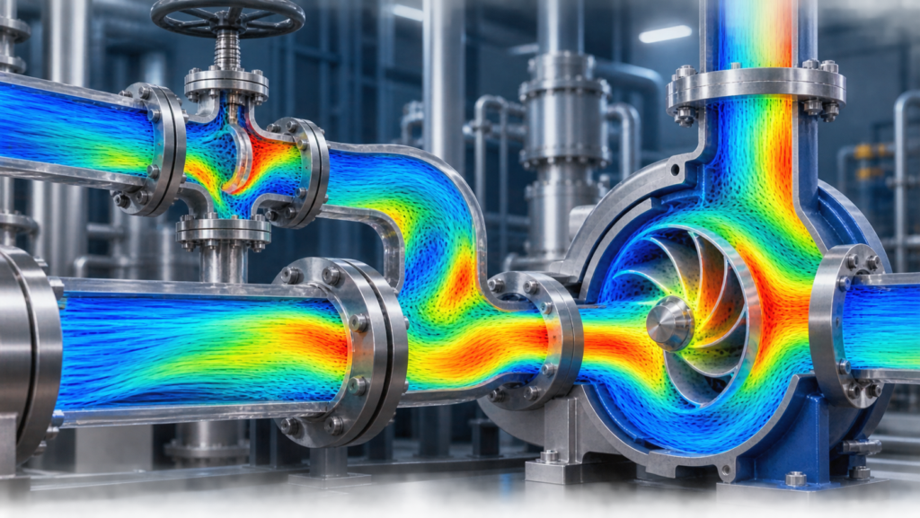 CFD Flow Through Industrial Pump System