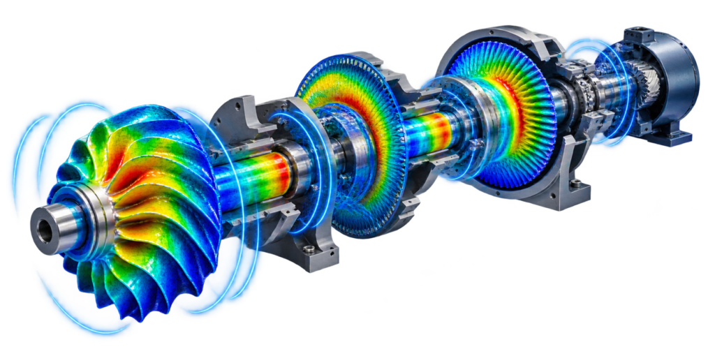 Exploded Turbine Rotor Vibration Visualization