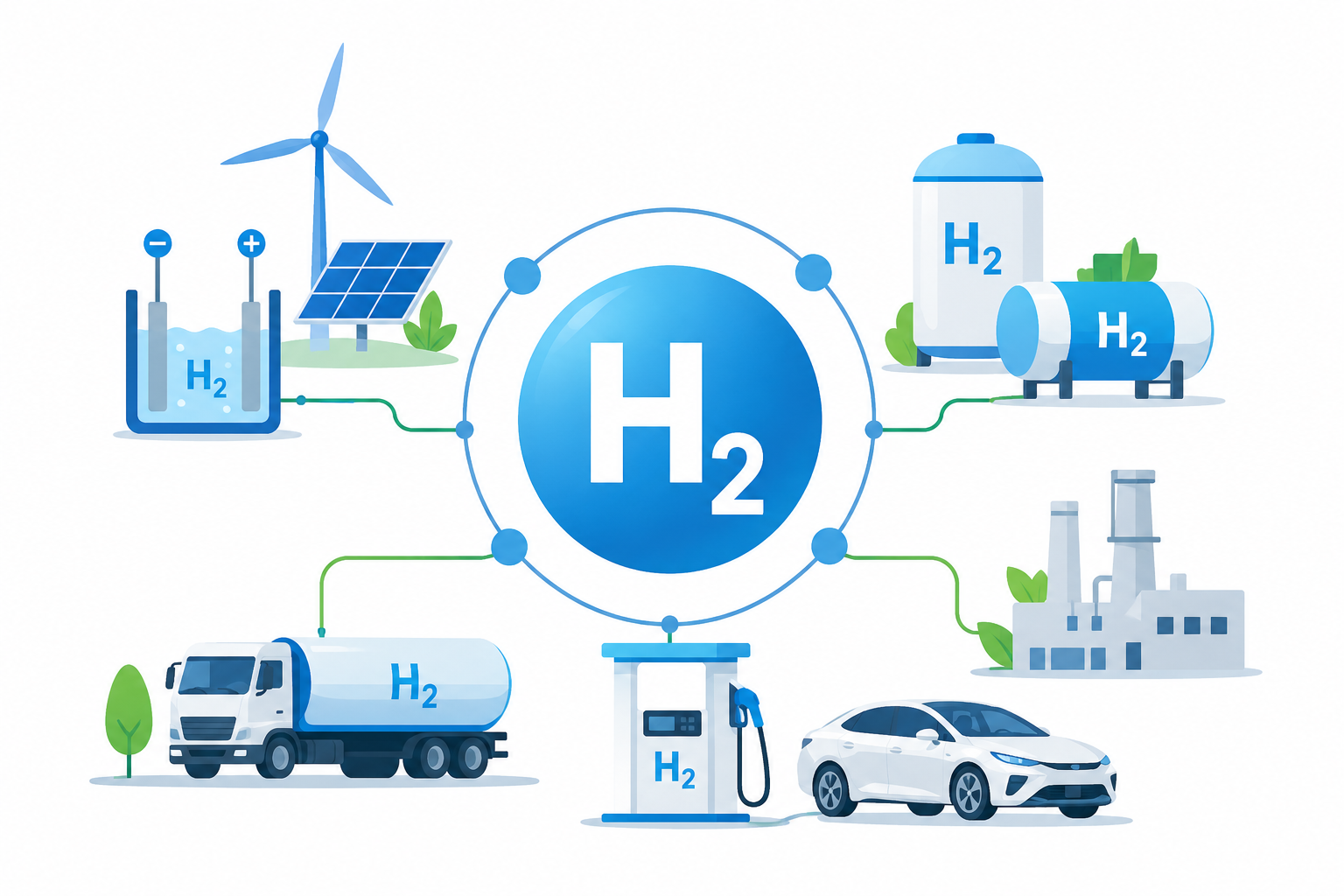 Hydrogen energy system infographic
