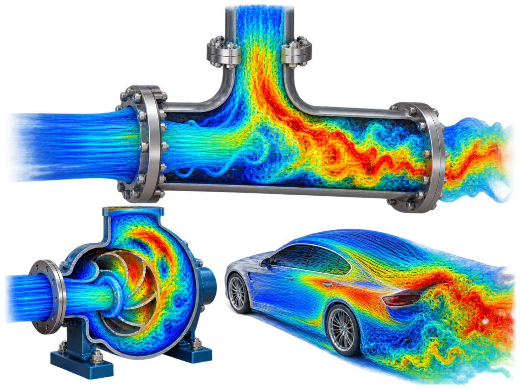 Turbulent Flow CFD Visualization Collage