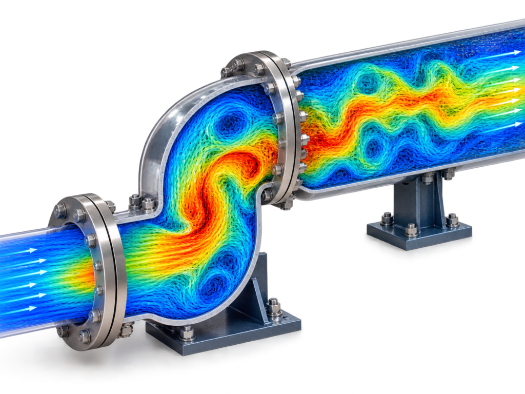 Turbulent Flow Through Industrial Elbow